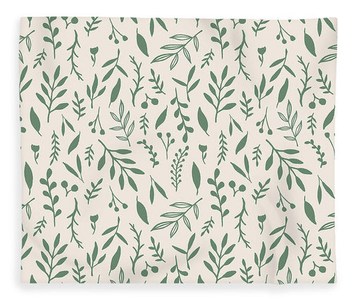Green Falling Leaves Pattern - Blanket