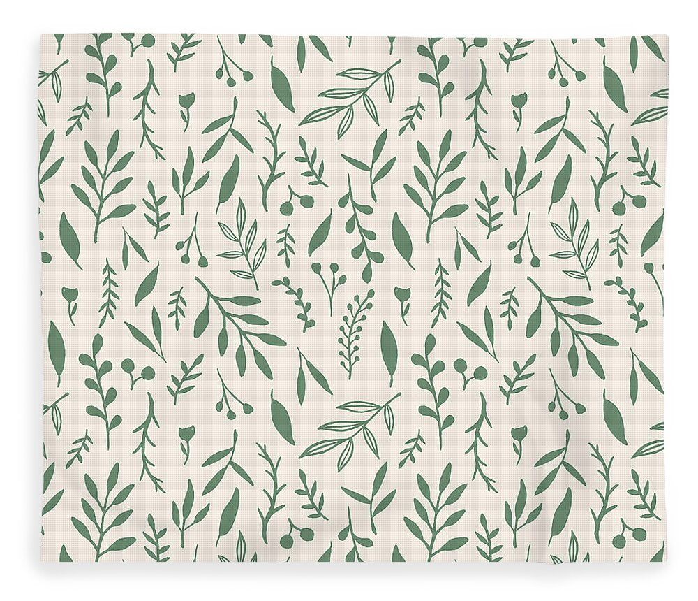 Green Falling Leaves Pattern - Blanket