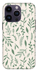 Green Falling Leaves Pattern - Phone Case