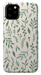 Green Falling Leaves Pattern - Phone Case