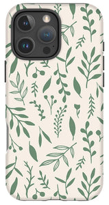 Green Falling Leaves Pattern - Phone Case