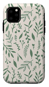 Green Falling Leaves Pattern - Phone Case