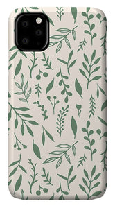 Green Falling Leaves Pattern - Phone Case