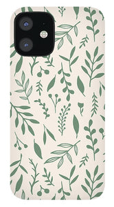 Green Falling Leaves Pattern - Phone Case