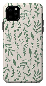 Green Falling Leaves Pattern - Phone Case