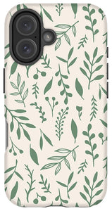 Green Falling Leaves Pattern - Phone Case