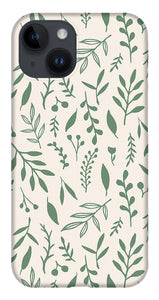 Green Falling Leaves Pattern - Phone Case