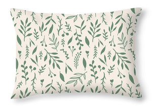 Green Falling Leaves Pattern - Throw Pillow