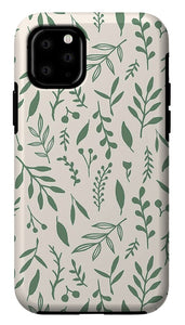 Green Falling Leaves Pattern - Phone Case