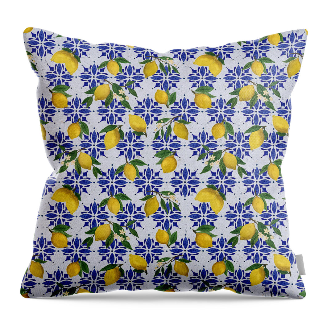 Lemon Tile Pattern - Throw Pillow
