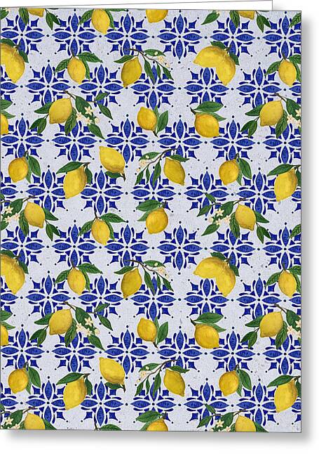 Lemon Tile Pattern - Greeting Card