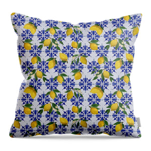 Lemon Tile Pattern - Throw Pillow