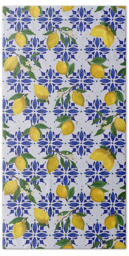 Lemon Tile Pattern - Beach Towel