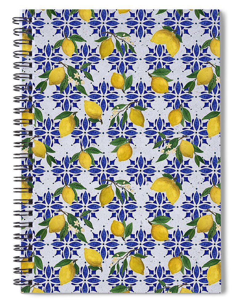 Lemon Tile Pattern - Spiral Notebook