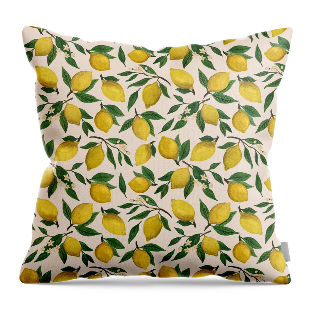 Lemon Blossom Pattern - Throw Pillow