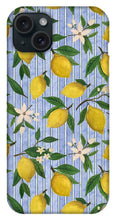 Load image into Gallery viewer, Lemons, Flowers and Stripes Pattern - Phone Case