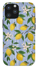 Load image into Gallery viewer, Lemons, Flowers and Stripes Pattern - Phone Case