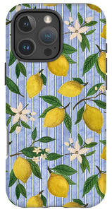 Lemons, Flowers and Stripes Pattern - Phone Case