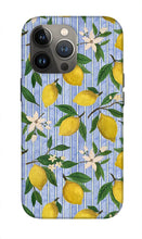 Load image into Gallery viewer, Lemons, Flowers and Stripes Pattern - Phone Case