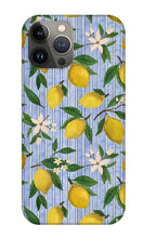 Load image into Gallery viewer, Lemons, Flowers and Stripes Pattern - Phone Case