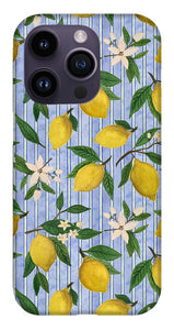 Lemons, Flowers and Stripes Pattern - Phone Case