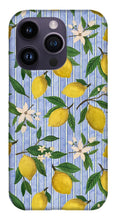 Load image into Gallery viewer, Lemons, Flowers and Stripes Pattern - Phone Case