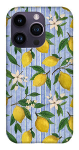 Lemons, Flowers and Stripes Pattern - Phone Case