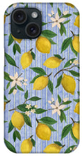 Load image into Gallery viewer, Lemons, Flowers and Stripes Pattern - Phone Case