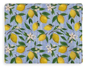 Lemons, Flowers and Stripes Pattern - Blanket