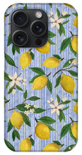 Load image into Gallery viewer, Lemons, Flowers and Stripes Pattern - Phone Case