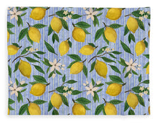 Load image into Gallery viewer, Lemons, Flowers and Stripes Pattern - Blanket