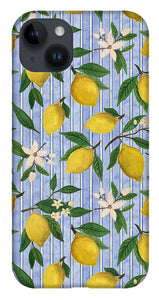 Lemons, Flowers and Stripes Pattern - Phone Case