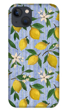 Load image into Gallery viewer, Lemons, Flowers and Stripes Pattern - Phone Case