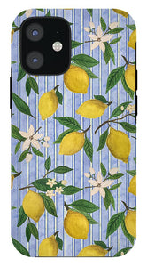 Lemons, Flowers and Stripes Pattern - Phone Case