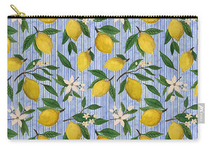 Lemons, Flowers and Stripes Pattern - Zip Pouch