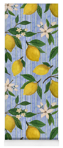 Lemons, Flowers and Stripes Pattern - Yoga Mat
