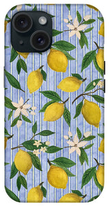 Lemons, Flowers and Stripes Pattern - Phone Case