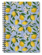 Load image into Gallery viewer, Lemons, Flowers and Stripes Pattern - Spiral Notebook