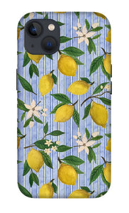Lemons, Flowers and Stripes Pattern - Phone Case