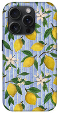 Load image into Gallery viewer, Lemons, Flowers and Stripes Pattern - Phone Case