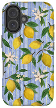 Load image into Gallery viewer, Lemons, Flowers and Stripes Pattern - Phone Case