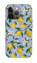 Load image into Gallery viewer, Lemons, Flowers and Stripes Pattern - Phone Case