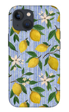 Load image into Gallery viewer, Lemons, Flowers and Stripes Pattern - Phone Case
