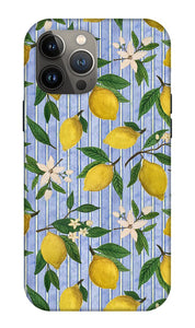 Lemons, Flowers and Stripes Pattern - Phone Case