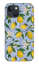 Load image into Gallery viewer, Lemons, Flowers and Stripes Pattern - Phone Case