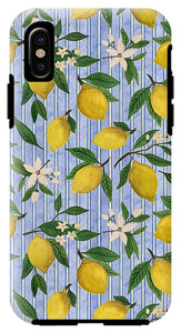 Lemons, Flowers and Stripes Pattern - Phone Case