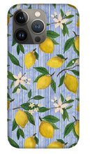 Load image into Gallery viewer, Lemons, Flowers and Stripes Pattern - Phone Case