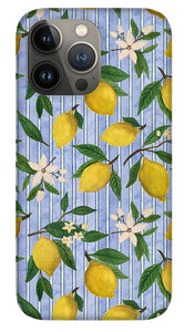Lemons, Flowers and Stripes Pattern - Phone Case