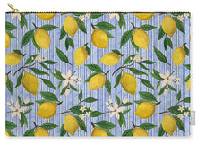 Load image into Gallery viewer, Lemons, Flowers and Stripes Pattern - Zip Pouch