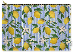 Lemons, Flowers and Stripes Pattern - Zip Pouch